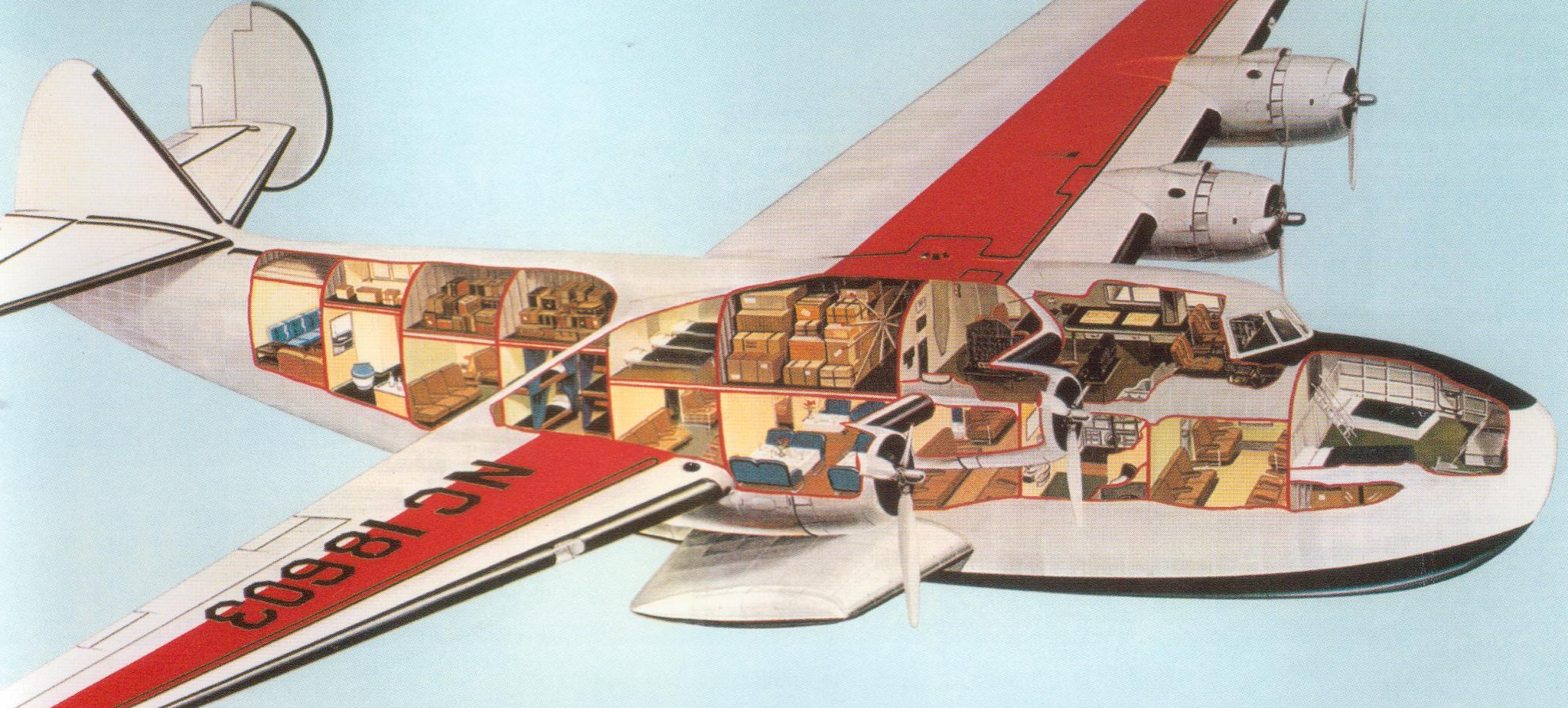 PanAm Yankee Clipper Cutaway Drawing, ca 1930s – Invisible Themepark