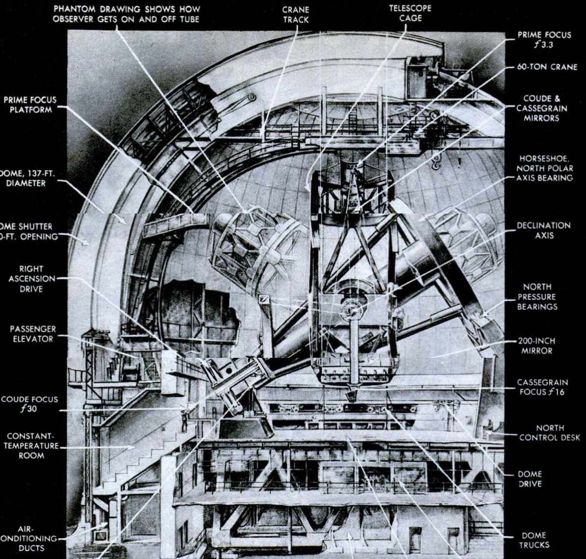 Palomar Observatory Cutaway Drawing 1947