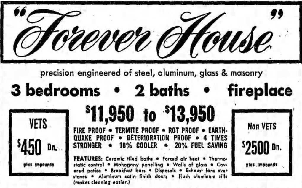 Forever House Ad, LA Times - 1953