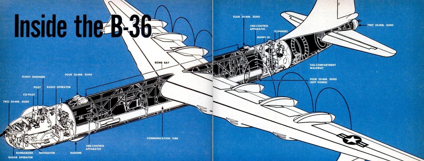 Cutaway Drawing of Convair B-36 Bomber, 1950