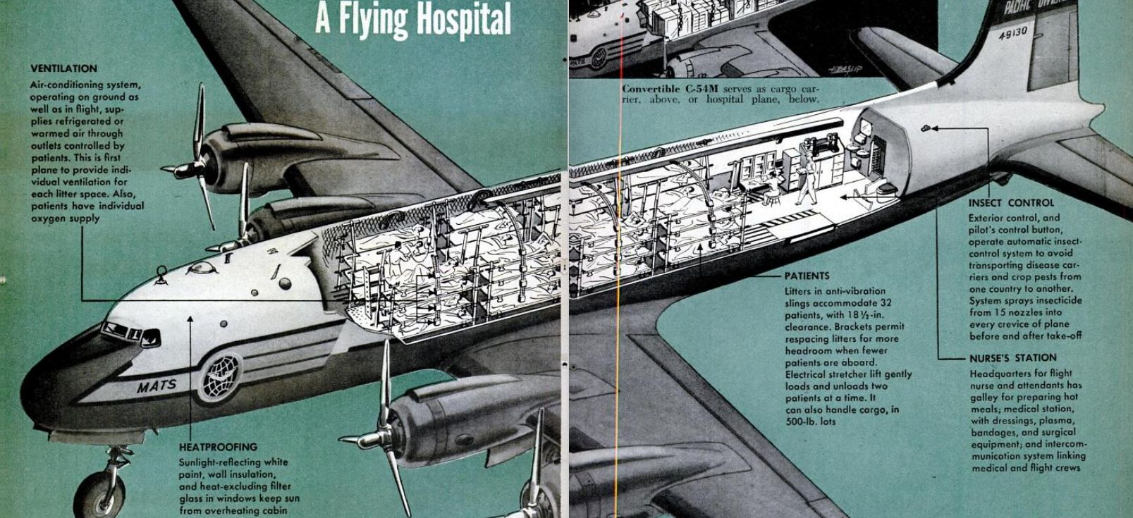 Douglas Skymaster C54M Flying Hospital Cutaway 1951