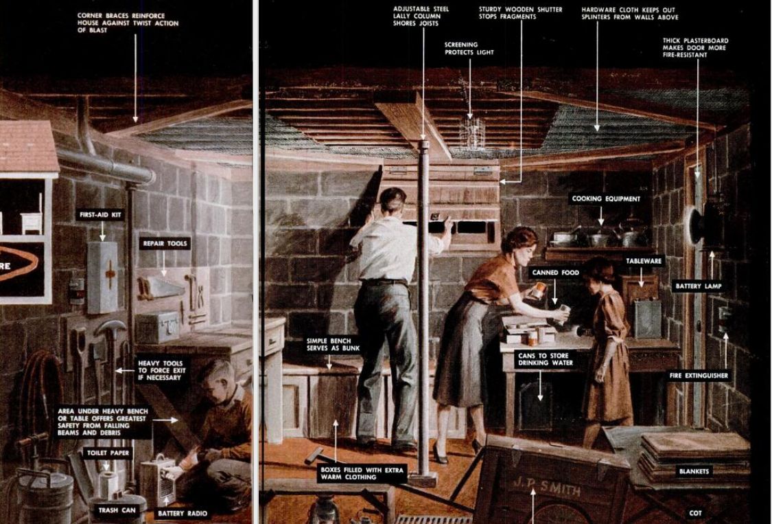 Home Basement Shelter Foxhole 1951