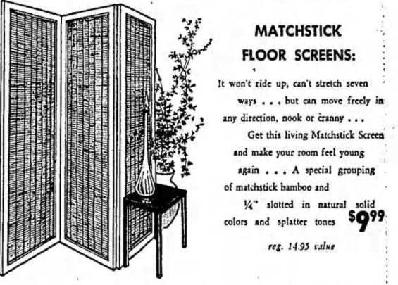 Vintage Matchstick Floor Screens