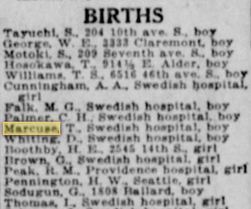 Marcuse Birth Record