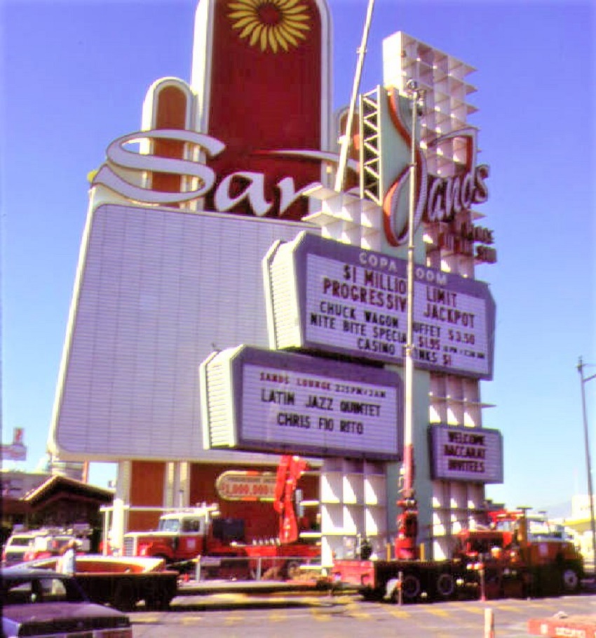 Sands Hotel and Casino Sign Being Replaced 1981