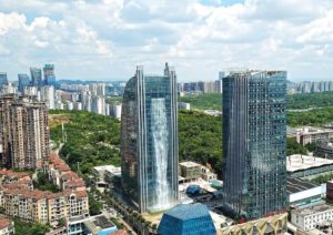 Guiyang City Skyscraper Fake Waterfall
