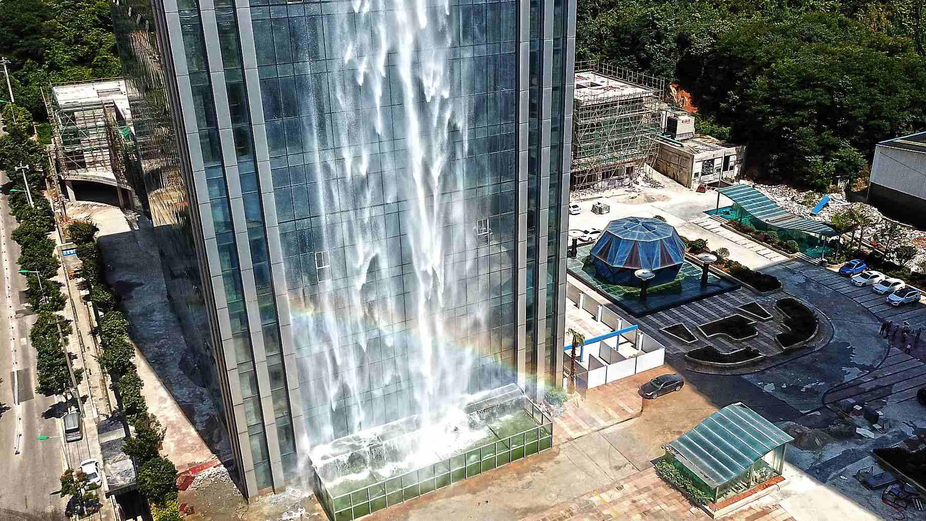 Guiyang City Skyscraper Fake Waterfall Lower Section