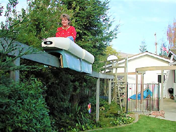 Carol Pedersen Riding the Niles Monorail