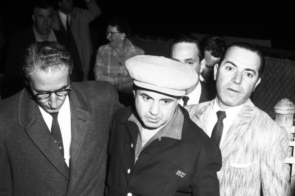 Carmine Stompanato, Mickey Cohen, Max Tannenbaum, April 4, 1958, Los Angeles Airport